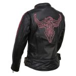 Milwaukee Leather MLL2570 Women’s ‘Phoenix Embroidered’ Black and Fuchsia Pink Leather Motorcycle Jacket - Image 5