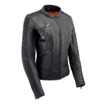 Milwaukee Leather MLL2570 Women’s Black ‘Phoenix Embroidered’ Leather Motorcycle Jacket