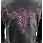 Milwaukee Leather MLL2570 Women’s ‘Phoenix Embroidered’ Black and Purple Motorcycle Leather Jacket - Image 2