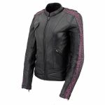 Milwaukee Leather MLL2570 Women’s ‘Phoenix Embroidered’ Black and Fuchsia Pink Leather Motorcycle Jacket - Image 6