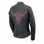 Milwaukee Leather MLL2570 Women’s ‘Phoenix Embroidered’ Black and Purple Motorcycle Leather Jacket - Image 7