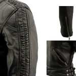 Milwaukee Leather MLL2571 Women’s Black ‘Crinkled Arm’ Lightweight Racer Jacket - Image 6