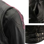 Milwaukee Leather MLL2571 Womens Black and Pink ‘Crinkled Arm’ Lightweight Racer Jacket - Image 5
