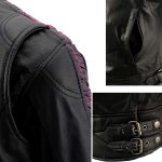 Milwaukee Leather MLL2571 Ladies Black and Purple ‘Crinkled Arm’ Lightweight Racer Jacket - Image 6