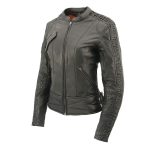 Milwaukee Leather MLL2571 Women’s Black ‘Crinkled Arm’ Lightweight Racer Jacket - Image 10