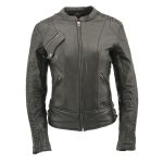 Milwaukee Leather MLL2571 Women’s Black ‘Crinkled Arm’ Lightweight Racer Jacket - Image 8