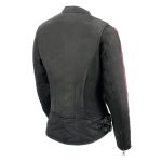 Milwaukee Leather MLL2571 Womens Black and Pink ‘Crinkled Arm’ Lightweight Racer Jacket - Image 9