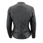 Milwaukee Leather MLL2571 Ladies Black and Purple ‘Crinkled Arm’ Lightweight Racer Jacket - Image 2