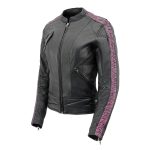 Milwaukee Leather MLL2571 Ladies Black and Purple ‘Crinkled Arm’ Lightweight Racer Jacket - Image 10