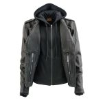 Milwaukee Leather MLL2575 Women’s Black Leather Vented Motorcycle Jacket w/ Removable Hoodie - Image 2