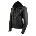 Milwaukee Leather MLL2575 Women’s Black Leather Vented Motorcycle Jacket w/ Removable Hoodie - Image 9