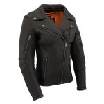 Milwaukee Leather MLL2581 Women’s Black ‘Classic’ Leather Lightweight Long Length Vented Jacket