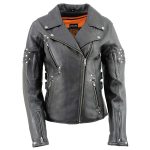 Milwaukee Leather MLL2585 Women’s Black Premium Leather Motorcycle Rider Jacket with Rivets - Image 6