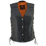 Milwaukee Leather MLL4500 Women’s Classic Black Leather V-Neck Motorcycle Rider Vest w/ Side Laces - Image 9