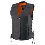 Milwaukee Leather MLL4500 Women’s Classic Black Leather V-Neck Motorcycle Rider Vest w/ Side Laces - Image 7