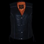 Milwaukee Leather MLL4500 Women’s Classic Black Leather V-Neck Motorcycle Rider Vest w/ Side Laces - Image 5