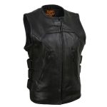 Milwaukee Leather MLL4501 Women’s Tactical Swat Style Rider Leather Vest w/ Single Panel Back for Club Patches