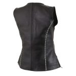 Milwaukee Leather MLL4502 Women’s Black Leather Classic V-Neck Motorcycle Rider Vest with Rhinestone Bling Detail - Image 8