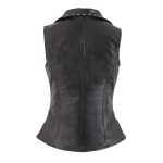 Milwaukee Leather MLL4503 Women’s Black V-Neck Leather Classic Motorcycle Rider Vest w/ Riveted Lapel Collar - Image 2