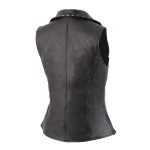Milwaukee Leather MLL4503 Women’s Black V-Neck Leather Classic Motorcycle Rider Vest w/ Riveted Lapel Collar - Image 5