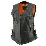 Milwaukee Leather MLL4504 Women’s Classic Black Leather V-Neck Riveted Motorcycle Rider Vest with Side Lace - Image 8