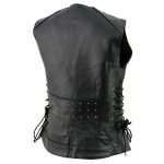 Milwaukee Leather MLL4504 Women’s Classic Black Leather V-Neck Riveted Motorcycle Rider Vest with Side Lace - Image 9