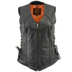 Milwaukee Leather MLL4504 Women’s Classic Black Leather V-Neck Riveted Motorcycle Rider Vest with Side Lace - Image 10