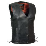 Milwaukee Leather MLL4505 Women’s Black Leather Side Lace Motorcycle Rider Vest- Reflective and Studded Black Wings - Image 2