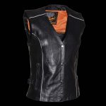 Milwaukee Leather MLL4505 Women’s Black Leather Side Lace Motorcycle Rider Vest- Reflective and Studded Black Wings - Image 5