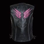 Milwaukee Leather MLL4505 Women’s Black Leather Side Lace Motorcycle Rider Vest- Reflective and Studded Pink Wings - Image 4