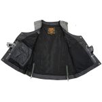 Milwaukee Leather MLL4506 Women’s Grey Leather Vintage Slate Snap Front Vest with Racing Stripes - Image 4