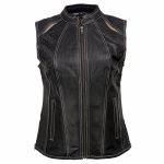 Milwaukee Leather MLL4507 Women’s Black Leather Orange Accented Laser Cut Vented Scuba Style Motorcycle Rider Vest - Image 11