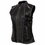 Milwaukee Leather MLL4507 Women’s Black Leather Orange Accented Laser Cut Vented Scuba Style Motorcycle Rider Vest - Image 10