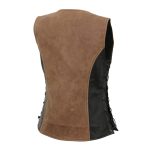 Milwaukee Leather MLL4508 Women’s ‘Trickster’ Vintage Two Tone Crazy Horse Brown and Black Leather Club Style Motorcycle Vest - Image 16