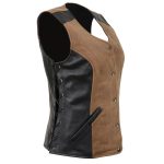 Milwaukee Leather MLL4508 Women’s ‘Trickster’ Vintage Two Tone Crazy Horse Brown and Black Leather Club Style Motorcycle Vest - Image 15