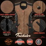 Milwaukee Leather MLL4508 Women’s ‘Trickster’ Vintage Two Tone Crazy Horse Brown and Black Leather Club Style Motorcycle Vest - Image 4