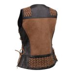 Milwaukee Leather Women’s MLL4509 Smoocher Two Tone Crazy Horse Brown and Black Leather Club Style Motorcycle Vest - Image 15