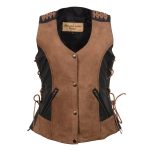 Milwaukee Leather Women’s MLL4509 Smoocher Two Tone Crazy Horse Brown and Black Leather Club Style Motorcycle Vest - Image 18