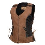 Milwaukee Leather Women’s MLL4509 Smoocher Two Tone Crazy Horse Brown and Black Leather Club Style Motorcycle Vest - Image 17