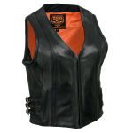 Milwaukee Leather MLL4510 Women’s Premium Black Leather Motorcycle Rider Vest w/ Adjustable Side Buckle