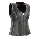 Milwaukee Leather MLL4516 Women’s Black and Silver Rub-Off Leather Vest