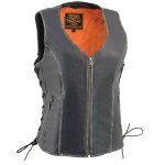 Milwaukee Leather MLL4517 Women’s Black Leather Vest with Front Zipper Closure