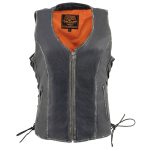 Milwaukee Leather MLL4517 Women’s Black Leather Vest with Front Zipper Closure - Image 7