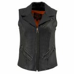Milwaukee Leather MLL4521 Ladies Black Long Leather Vest with MC Lapel Collar - Image 5