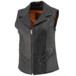 Milwaukee Leather MLL4521 Ladies Black Long Leather Vest with MC Lapel Collar - Image 7