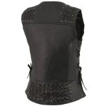 Milwaukee Leather MLL4525 Women’s Black Leather Lightweight Lace to Lace Lower Zip Expansion Motorcycle Rider Vest - Image 7
