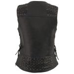 Milwaukee Leather MLL4525 Women’s Black Leather Lightweight Lace to Lace Lower Zip Expansion Motorcycle Rider Vest - Image 2