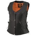 Milwaukee Leather MLL4525 Women’s Black Leather Lightweight Lace to Lace Lower Zip Expansion Motorcycle Rider Vest - Image 8