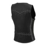 Milwaukee Leather MLL4526 Women’s Distress Grey Leather Motorcycle Rider Vest- Stretch Side Panel W/ Lacing Detail - Image 10