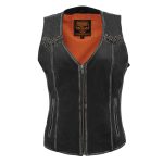 Milwaukee Leather MLL4526 Women’s Distress Grey Leather Motorcycle Rider Vest- Stretch Side Panel W/ Lacing Detail - Image 11